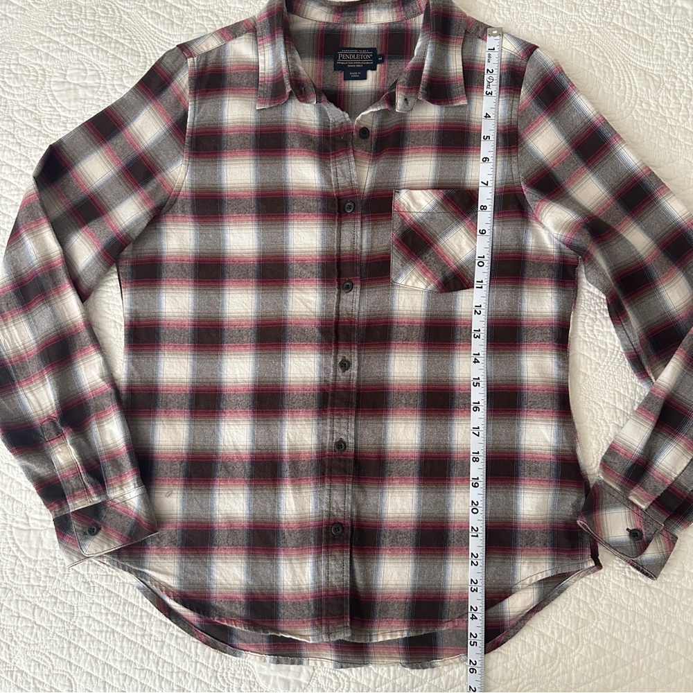 Pendleton Women’s Plaid Flannel Button Down Shirt Long Sleeve Medium - Picture 5 of 7